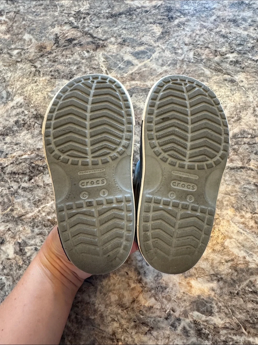 CROCS Kids' Gray Hook-and-Loop Sandals with Charms Size 8